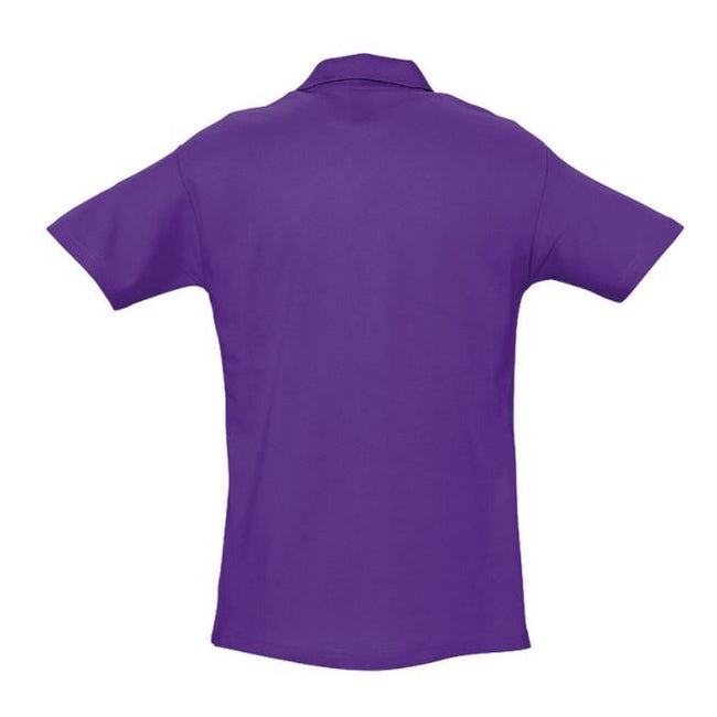 Dark Purple - Side - SOLS Mens Spring II Short Sleeve Heavyweight Polo Shirt