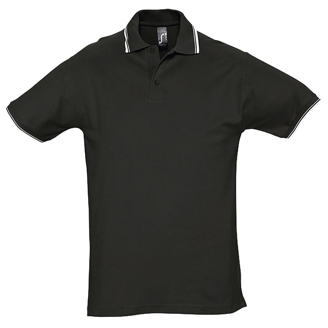 Black-White - Front - SOLS Mens Practice Tipped Pique Short Sleeve Polo Shirt