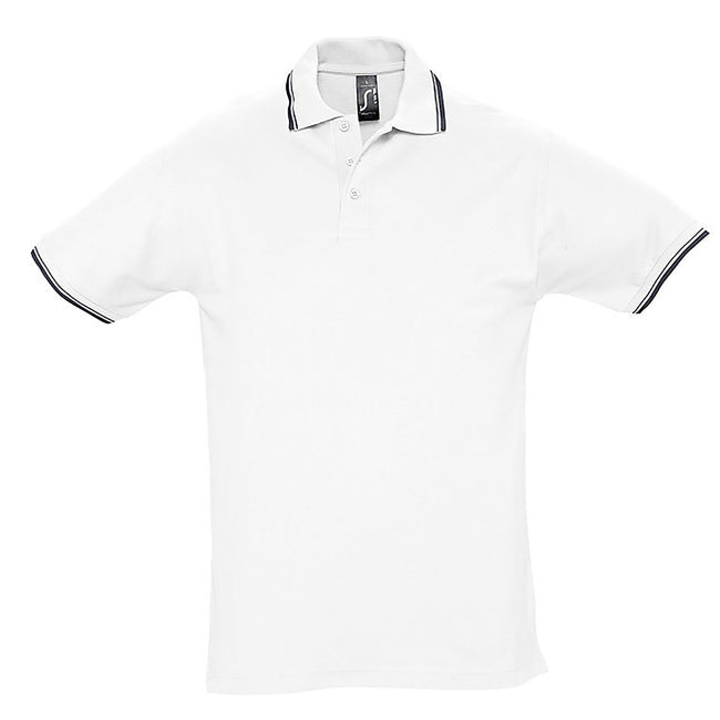 White-Navy - Front - SOLS Mens Practice Tipped Pique Short Sleeve Polo Shirt