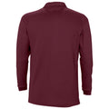 Burgundy - Back - SOLS Mens Winter II Long Sleeve Pique Cotton Polo Shirt