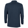 Navy - Back - SOLS Mens Winter II Long Sleeve Pique Cotton Polo Shirt