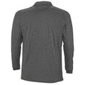 Charcoal Marl - Back - SOLS Mens Winter II Long Sleeve Pique Cotton Polo Shirt