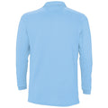 Sky - Back - SOLS Mens Winter II Long Sleeve Pique Cotton Polo Shirt