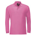Flash Pink - Front - SOLS Mens Winter II Long Sleeve Pique Cotton Polo Shirt