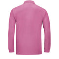 Flash Pink - Back - SOLS Mens Winter II Long Sleeve Pique Cotton Polo Shirt