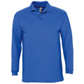 Royal Blue - Front - SOLS Mens Winter II Long Sleeve Pique Cotton Polo Shirt