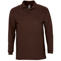 Chocolate - Front - SOLS Mens Winter II Long Sleeve Pique Cotton Polo Shirt