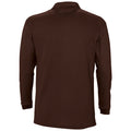 Chocolate - Back - SOLS Mens Winter II Long Sleeve Pique Cotton Polo Shirt
