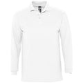 White - Front - SOLS Mens Winter II Long Sleeve Pique Cotton Polo Shirt