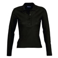 Black - Front - SOLS Womens-Ladies Podium Long Sleeve Pique Cotton Polo Shirt