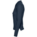 Navy - Side - SOLS Womens-Ladies Podium Long Sleeve Pique Cotton Polo Shirt