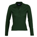 Forest Green - Front - SOLS Womens-Ladies Podium Long Sleeve Pique Cotton Polo Shirt