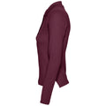 Burgundy - Side - SOLS Womens-Ladies Podium Long Sleeve Pique Cotton Polo Shirt