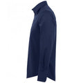 Dark Blue - Side - SOLS Mens Brighton Long Sleeve Fitted Work Shirt