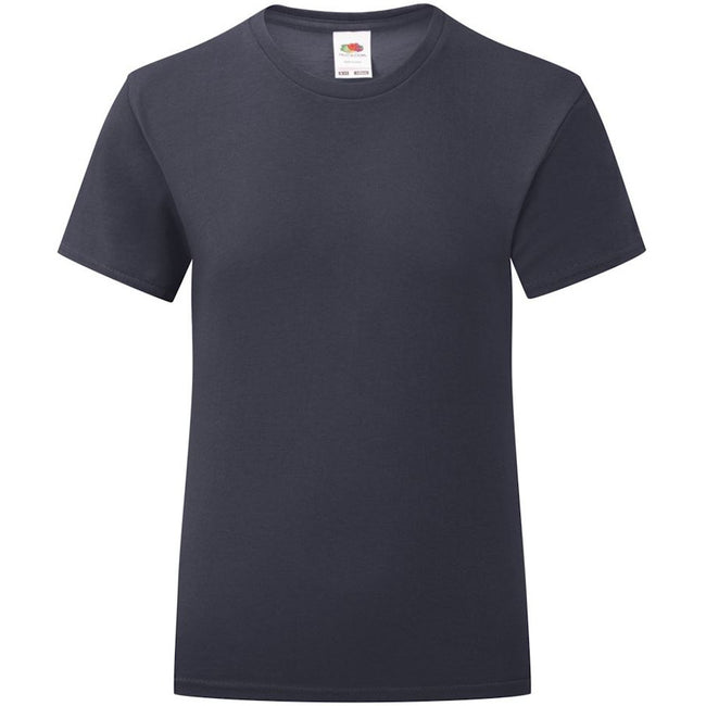 Deep Navy - Front - Fruit Of The Loom Girls Iconic T-Shirt