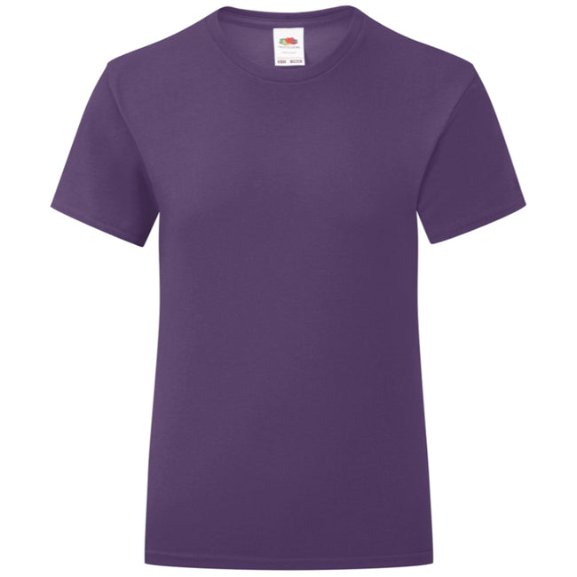 Purple - Front - Fruit Of The Loom Girls Iconic T-Shirt