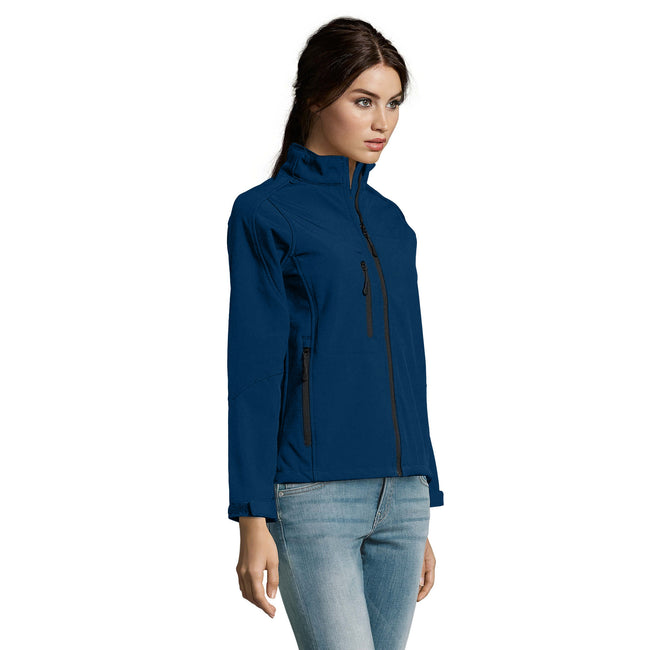 Abyss Blue - Close up - SOLS Womens-Ladies Roxy Soft Shell Jacket (Breathable, Windproof And Water Resistant)