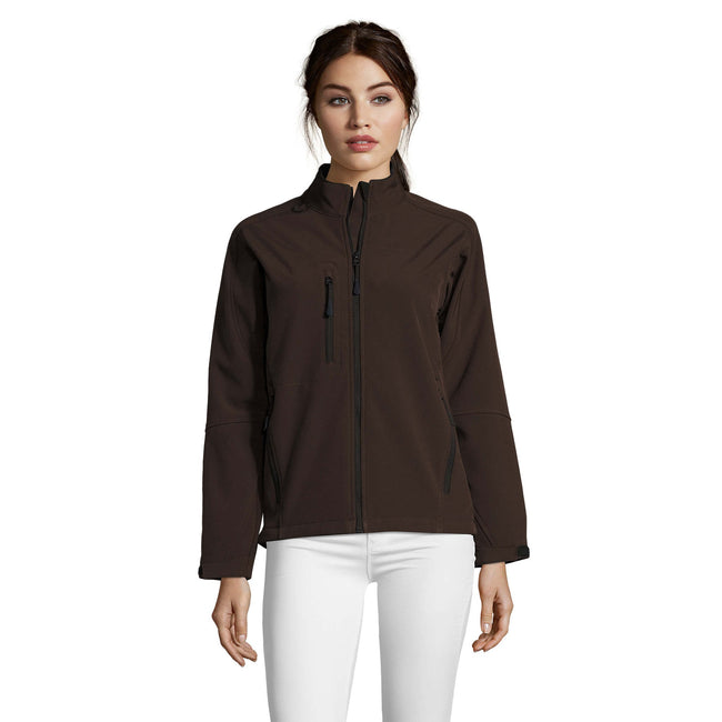Dark Chocolate - Side - SOLS Womens-Ladies Roxy Soft Shell Jacket (Breathable, Windproof And Water Resistant)