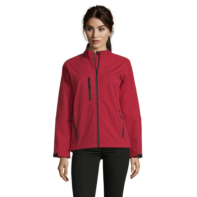 Red - Side - SOLS Womens-Ladies Roxy Soft Shell Jacket (Breathable, Windproof And Water Resistant)