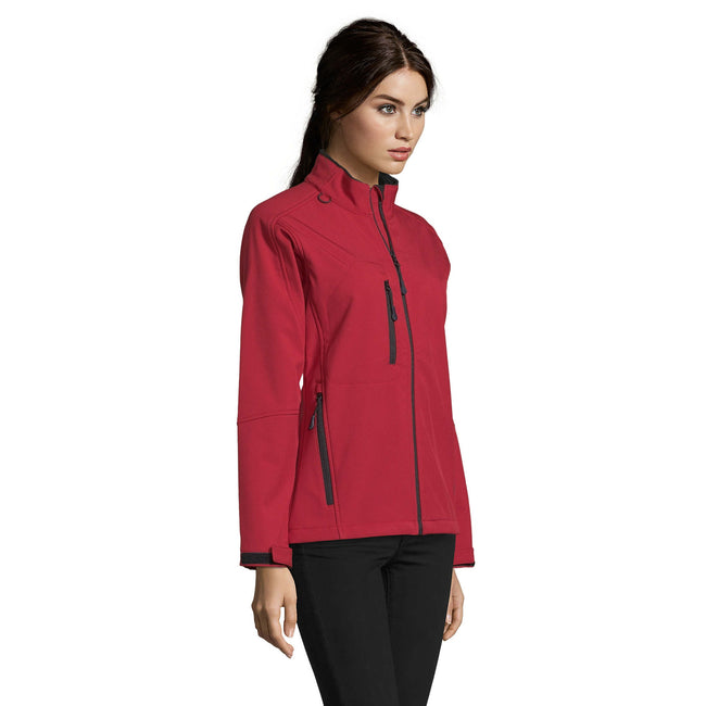 Red - Close up - SOLS Womens-Ladies Roxy Soft Shell Jacket (Breathable, Windproof And Water Resistant)