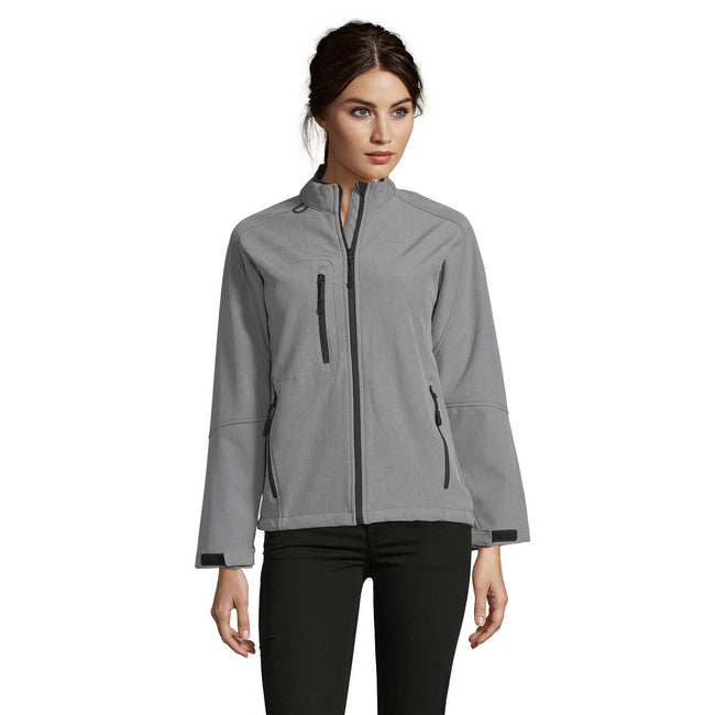 Grey Marl - Side - SOLS Womens-Ladies Roxy Soft Shell Jacket (Breathable, Windproof And Water Resistant)