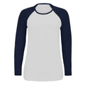 White-French Navy - Front - SOLS Womens-Ladies Milky Contrast Long Sleeve T-Shirt