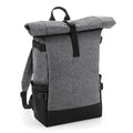 Grey Marl-Black - Front - BagBase Block Roll-Top Backpack