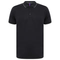 Navy-Charcoal - Front - Henbury Mens HiCool Tipped Polo Shirt