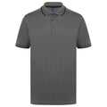 Charcoal-Black - Front - Henbury Mens HiCool Tipped Polo Shirt