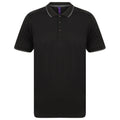 Black-Charcoal - Front - Henbury Mens HiCool Tipped Polo Shirt