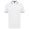 White-Navy - Front - Henbury Mens HiCool Tipped Polo Shirt
