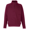 Burgundy - Front - Fruit of the Loom Adults Unisex Classic Zip Neck Sweatshirt