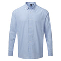 Light Blue-White - Front - Premier Mens Maxton Check Long Sleeve Shirt