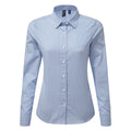 Light Blue-White - Front - Premier Womens-Ladies Maxton Check Long Sleeve Shirt