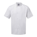 White - Front - Premier Adults Unisex Essential Short Sleeve Chefs Jacket