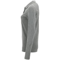 Grey Marl - Side - SOLS Womens-Ladies Perfect Long Sleeve Pique Polo Shirt