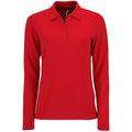 Red - Front - SOLS Womens-Ladies Perfect Long Sleeve Pique Polo Shirt