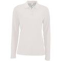 White - Front - SOLS Womens-Ladies Perfect Long Sleeve Pique Polo Shirt