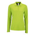 Apple Green - Front - SOLS Womens-Ladies Perfect Long Sleeve Pique Polo Shirt