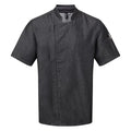 Black Denim - Front - Premier Unisex Adult Short-Sleeved Chef Jacket