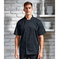 Black - Back - Premier Unisex Adult Coolchecker Short-Sleeved Chef Jacket