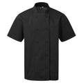 Black - Front - Premier Unisex Adult Coolchecker Short-Sleeved Chef Jacket
