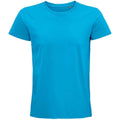 Aqua Blue - Front - SOLS Unisex Adult Pioneer Organic T-Shirt