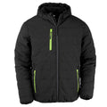 Black-Lime Green - Front - Result Genuine Recycled Mens Compass Padded Jacket