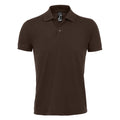 Chocolate - Front - SOLs Mens Prime Pique Plain Short Sleeve Polo Shirt