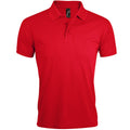 Red - Front - SOLs Mens Prime Pique Plain Short Sleeve Polo Shirt