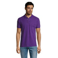Dark Purple - Back - SOLs Mens Prime Pique Plain Short Sleeve Polo Shirt