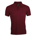 Burgundy - Front - SOLs Mens Prime Pique Plain Short Sleeve Polo Shirt