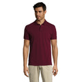 Burgundy - Back - SOLs Mens Prime Pique Plain Short Sleeve Polo Shirt