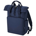 Navy Dusk - Front - Bagbase Roll Top Recycled Twin Handle Laptop Backpack